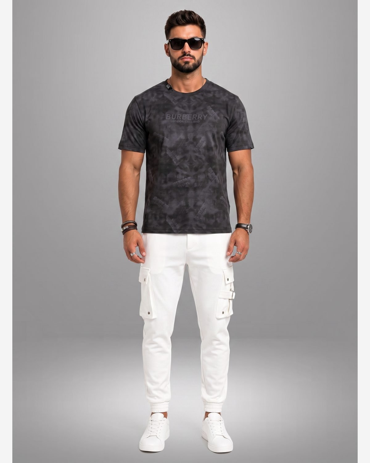 Premium Charcoal Tie-Dye Crew Neck T-Shirt for Men