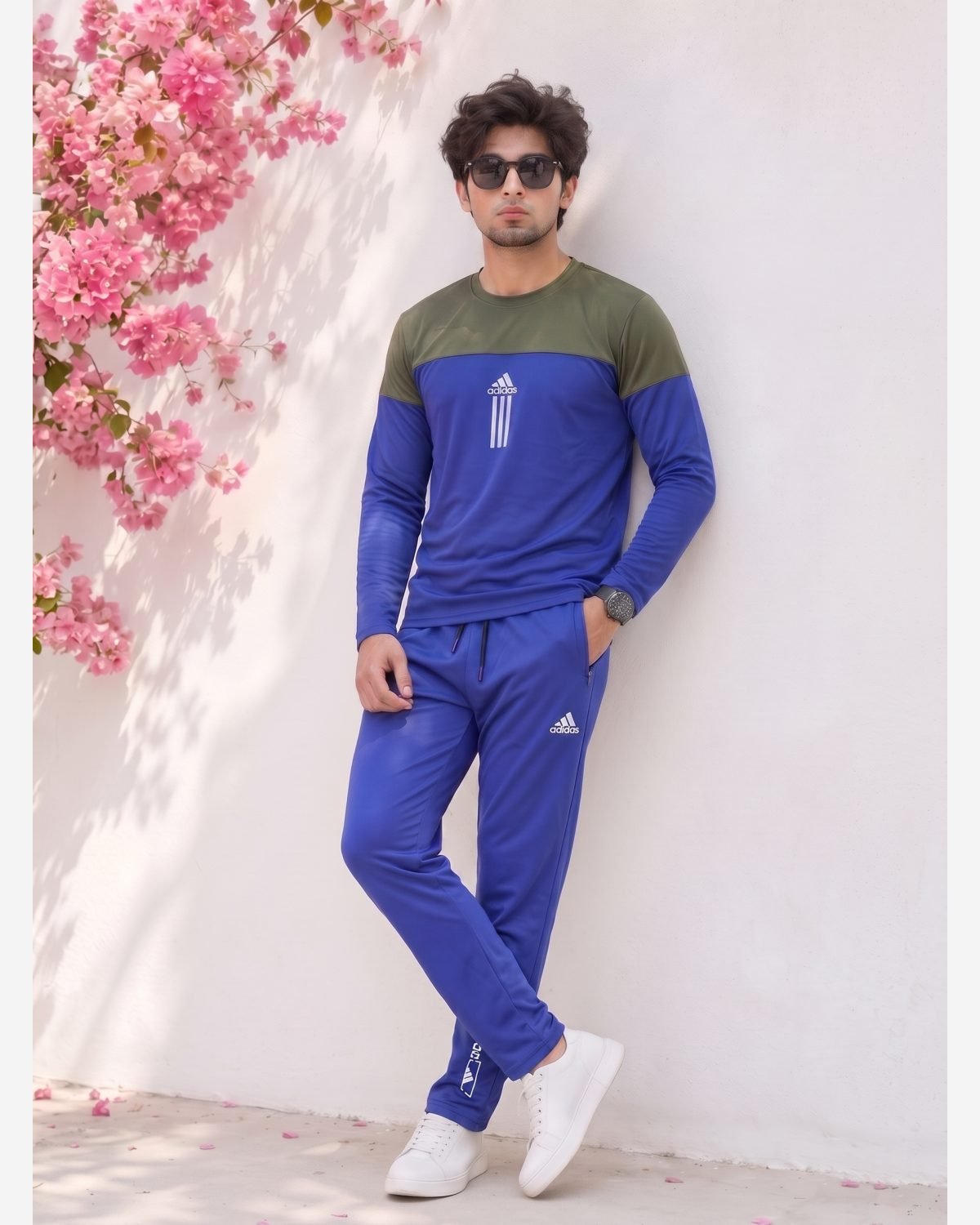  Elite Dual-Tone Performance Tracksuit – Navy Blue & Olive Green