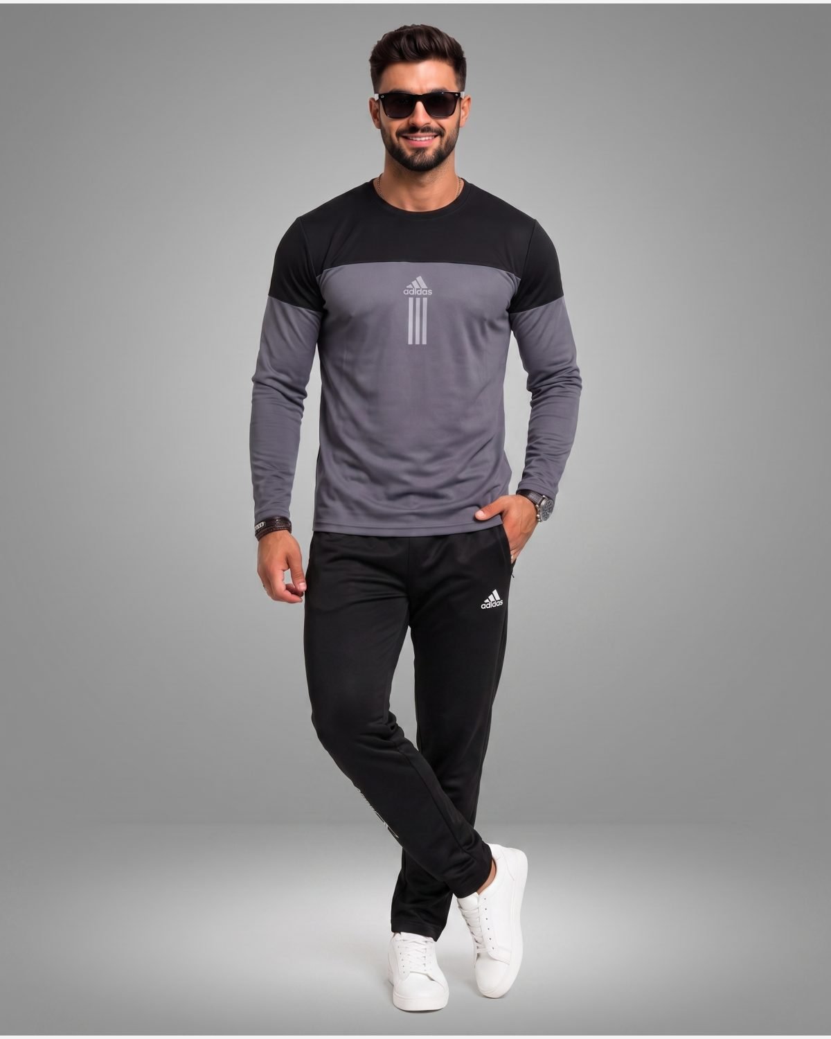  Apex Dual-Tone Performance Tracksuit – Grey & Black