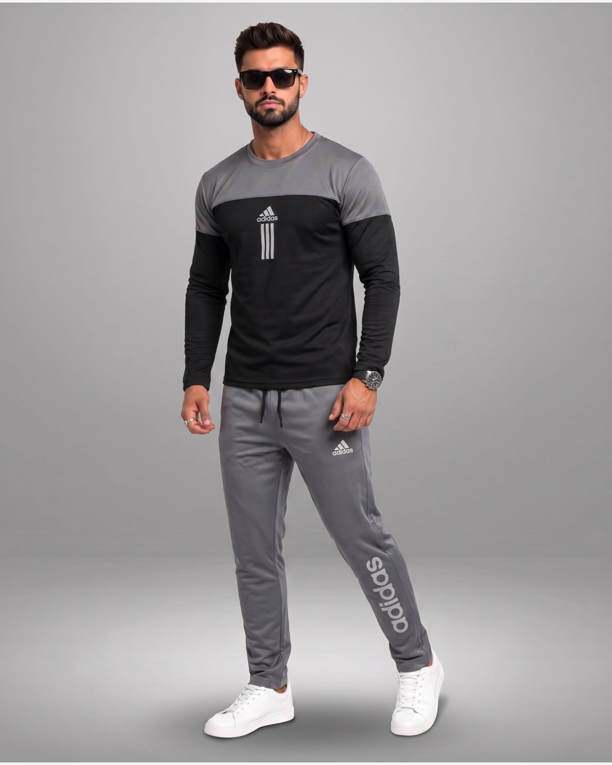  Velocity Dual-Tone Performance Tracksuit – Black & Grey view 3