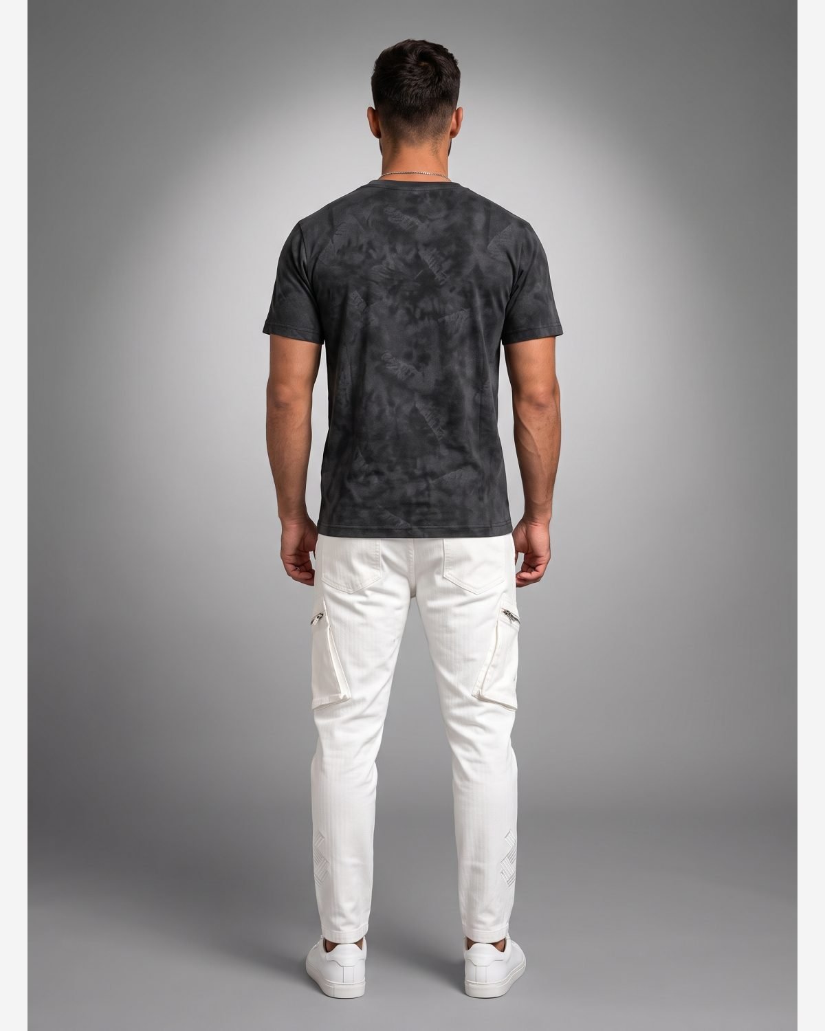 Premium Charcoal Tie-Dye Crew Neck T-Shirt for Men view 2