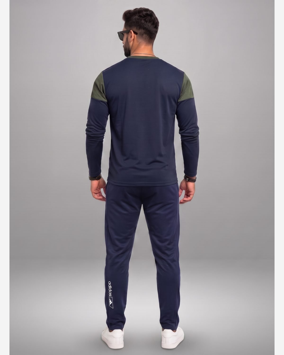  Elite Dual-Tone Performance Tracksuit – Navy Blue & Olive Green view 2