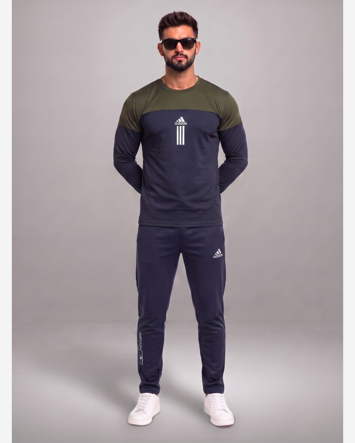  Elite Dual-Tone Performance Tracksuit – Navy Blue & Olive Green view 4