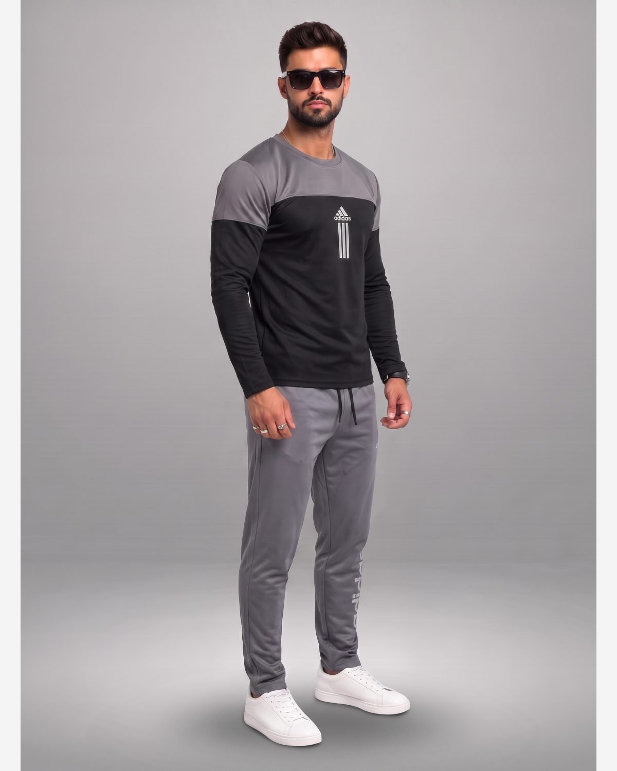  Velocity Dual-Tone Performance Tracksuit – Black & Grey view 2